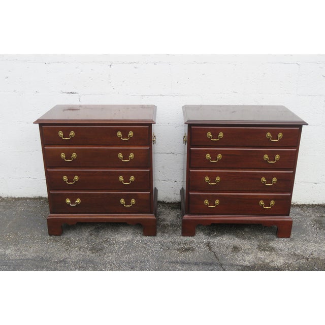 This classic Pair of Nightstands is made of wood, solid wood, solid mahogany, solid oak, and metal. The End Tables were...
