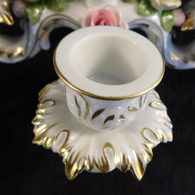 1970s Alboth and Kaiser Five Candle Candelabra With Dimensional Flowers For Sale - Image 5 of 9