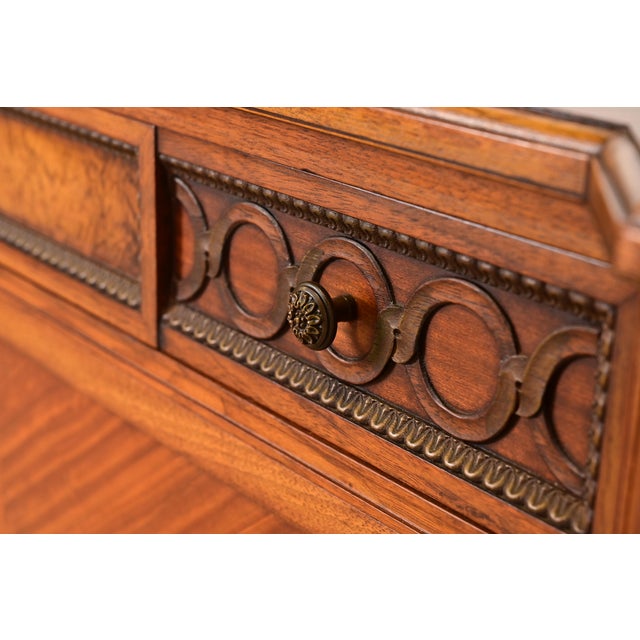 French Regency Louis XVI Carved Walnut and Burl Wood Sideboard by Johnson-Handley-Johnson Furniture, Circa 1920s For Sale In South Bend - Image 6 of 13