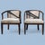 Brown Pair of Vintage Curved Wood and Upholstered Barrel Armchairs For Sale - Image 8 of 14