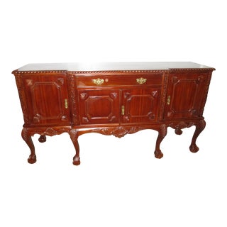Chippendale Style Ornate Hand Carved Mahogany Ball-And-Claw Feet Sideboard For Sale