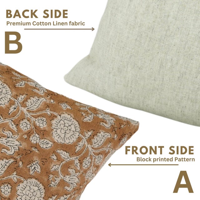 Fabdivine Handcrafted Block Print Cushion Cover 12x20 Inch Cotton Linen-Shillong For Sale - Image 4 of 5