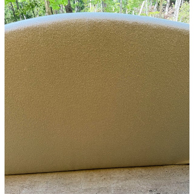 Ecru Caracole Luna Winged Upholstered Platform King Bed For Sale - Image 8 of 12