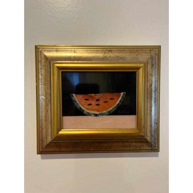 Italian Mid Century Fantechi Watermelon Pietra Dura Framed Artwork, Italy, Circa 1960 For Sale - Image 3 of 7