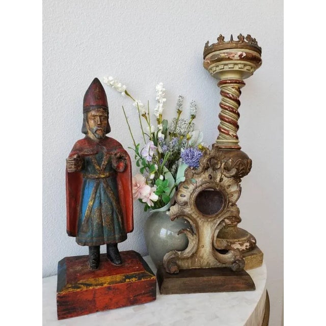 Wood 18th/19th Century Spanish Colonial Altar Figure For Sale - Image 7 of 11