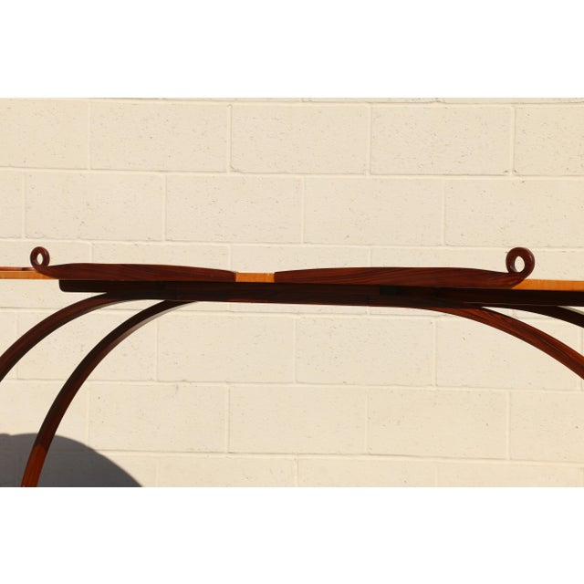 Mid-Century Sculptural Bird’s-Eye Maple & Rosewood Console Table, 1980s For Sale - Image 16 of 18
