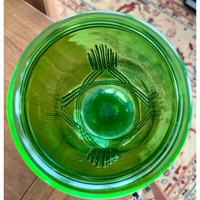 Vintage Hoosier Green Glass Art Deco Vase For Sale - Image 4 of 5