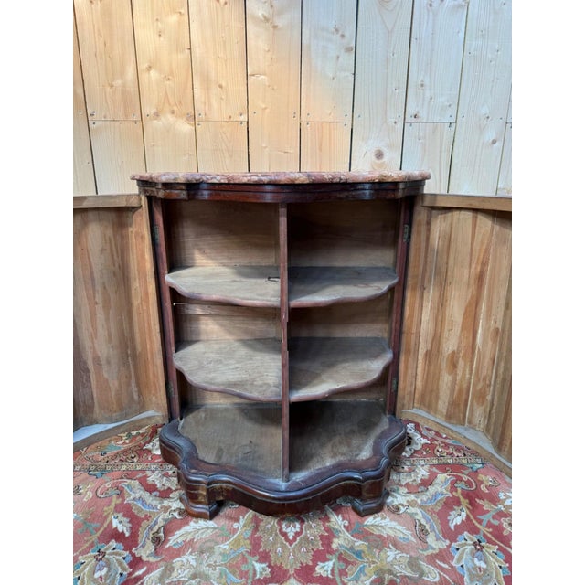 Napoleon III Curved Corner Buffet in Flamed Mahogany For Sale - Image 4 of 6