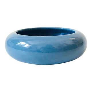 80s Blue Ceramic Circular Tray For Sale
