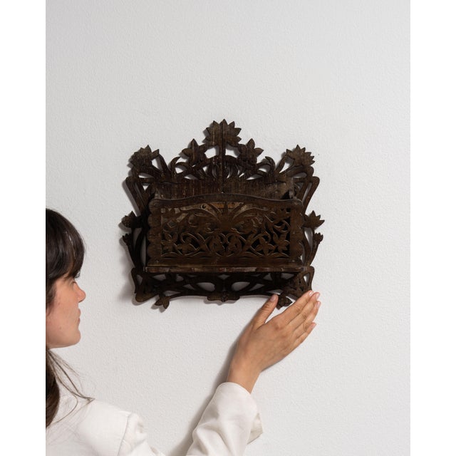 Early 20th Century Belgium Art Nouveau Chocolate Wood Desk Accessory For Sale - Image 9 of 15