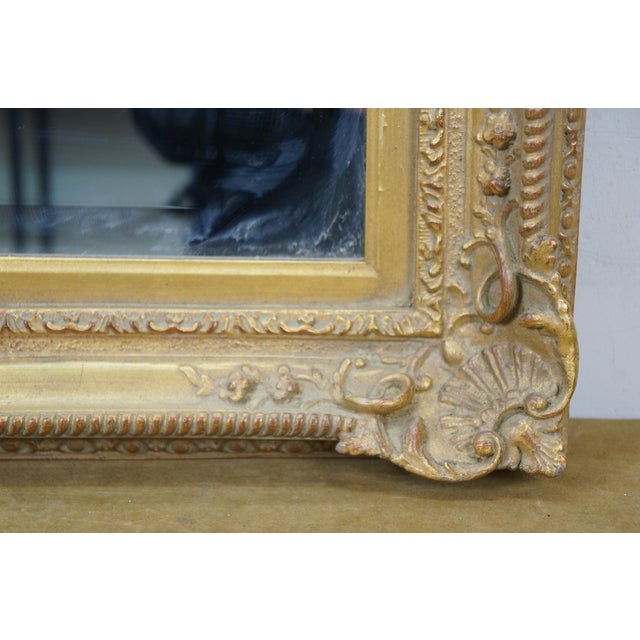 Vintage French Baroque Rococo Scalloped Gilt Beveled Wall Vanity Mirror 24" For Sale - Image 4 of 10