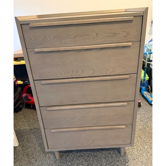 Wood Crate and Barrel Tate 32” Stone Grey 5-Drawer Tall Dresser For Sale - Image 7 of 14