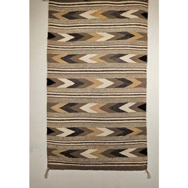 Tan Vintage Navajo Navajo Rug, Chevron Band Pattern, Native American Wall Art, 2x3 For Sale - Image 8 of 8