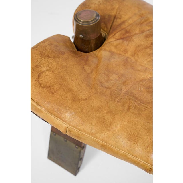 Metal Vintage Pommel Horse Ottoman in Leather and Wood, 1960s For Sale - Image 7 of 13