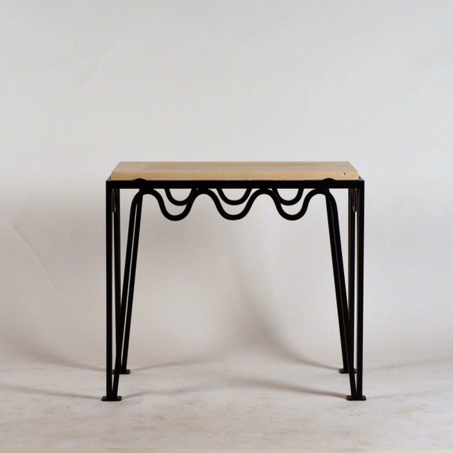 Tan Méandre' Black Iron and Travertine Side Tables by Design Frères - a Pair For Sale - Image 8 of 13