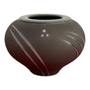 1990s Studio Art Pottery 80s Postmodern Abstract Bulbous Raku Ceramic Vase Michael Cho