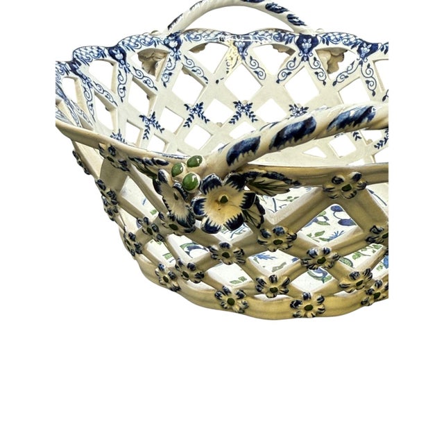 Antique Pierced Ceramic Basket from Booths of England, 1890s For Sale - Image 10 of 11