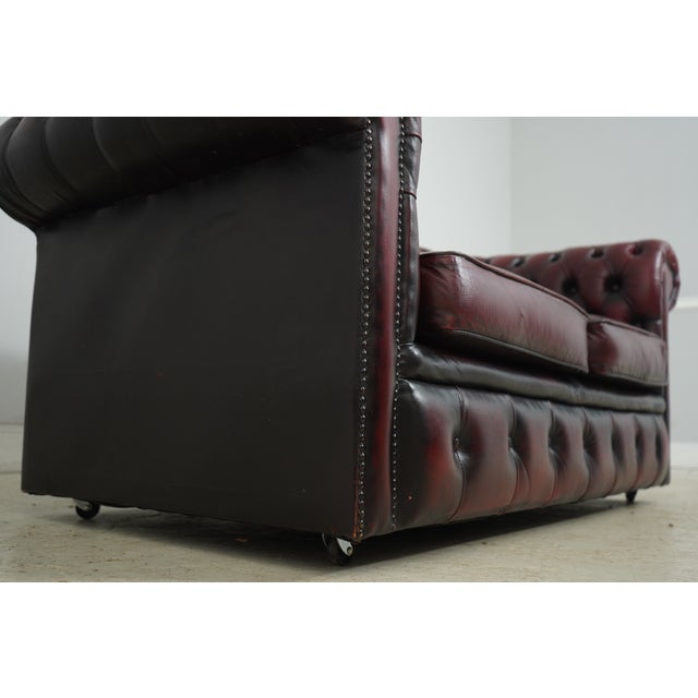 Animal Skin Chesterfield Tufted Leather English Loveseat For Sale - Image 7 of 18