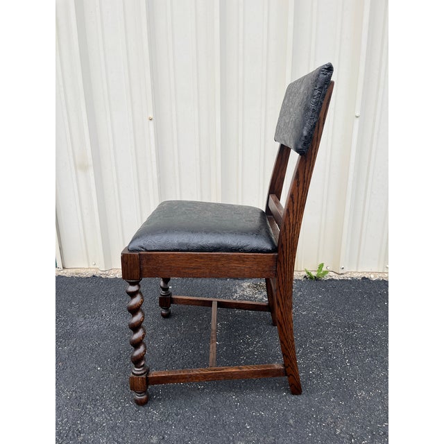 Antique Oak Barley Twist Dining Chairs- Set of 5 For Sale - Image 9 of 12