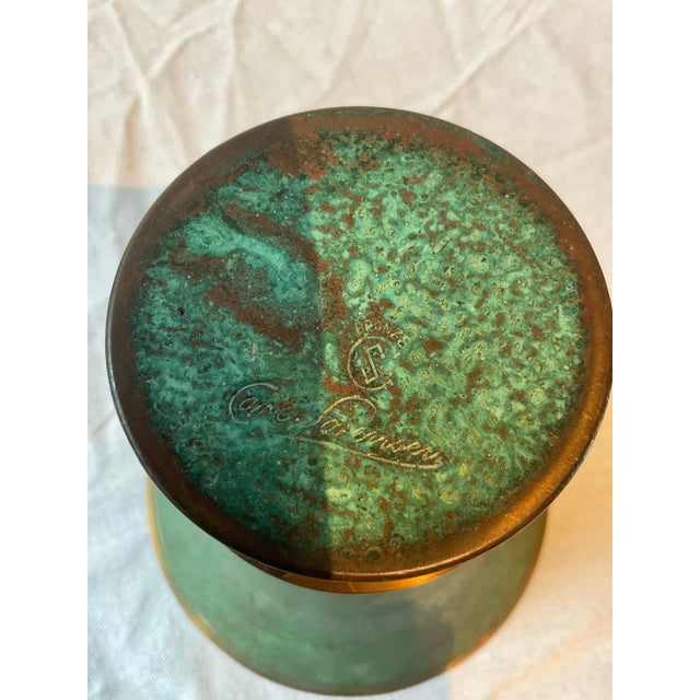 Forest Green Carl Sorensen Patinated Bronze Vase Signed For Sale - Image 8 of 8