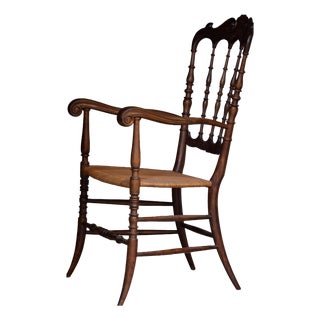 Vintage Chiavarina Chair with Armrests, 1950s For Sale