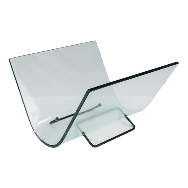 Vintage Curved Glass Magazine Rack from Fiam, 1980s For Sale