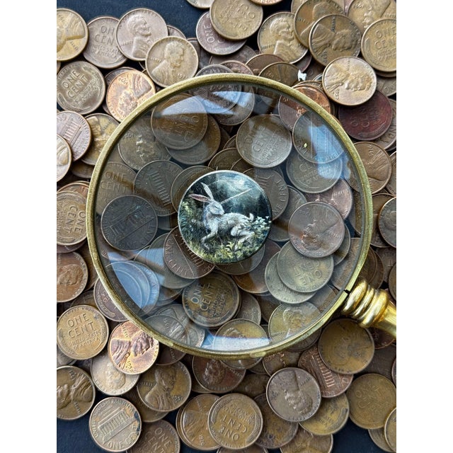 Early 21st Century When the Moon Ascends by Bryanna Marie | Oil On Coin of a hare in a moonlit forest setting For Sale - Image 5 of 5