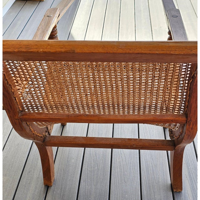 Antique 19th Century Oak Plantation Chair With Original Folding Leg Rests For Sale - Image 10 of 15