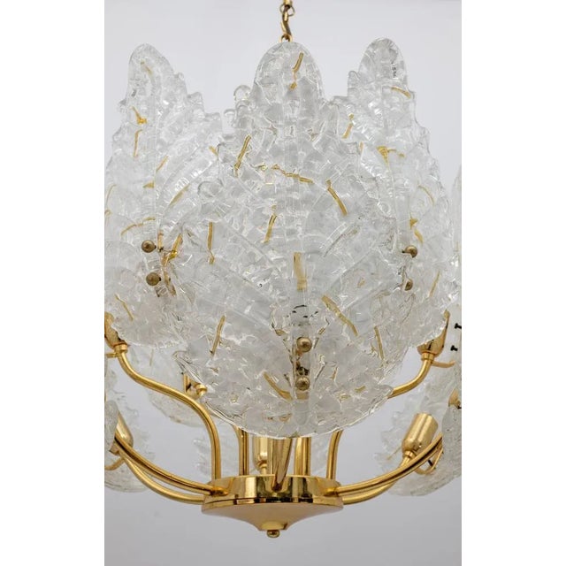 Mid-Century Modern Mid-Century Italian Modern Brass and Murano Glass Chandelier, 1970s For Sale - Image 3 of 7