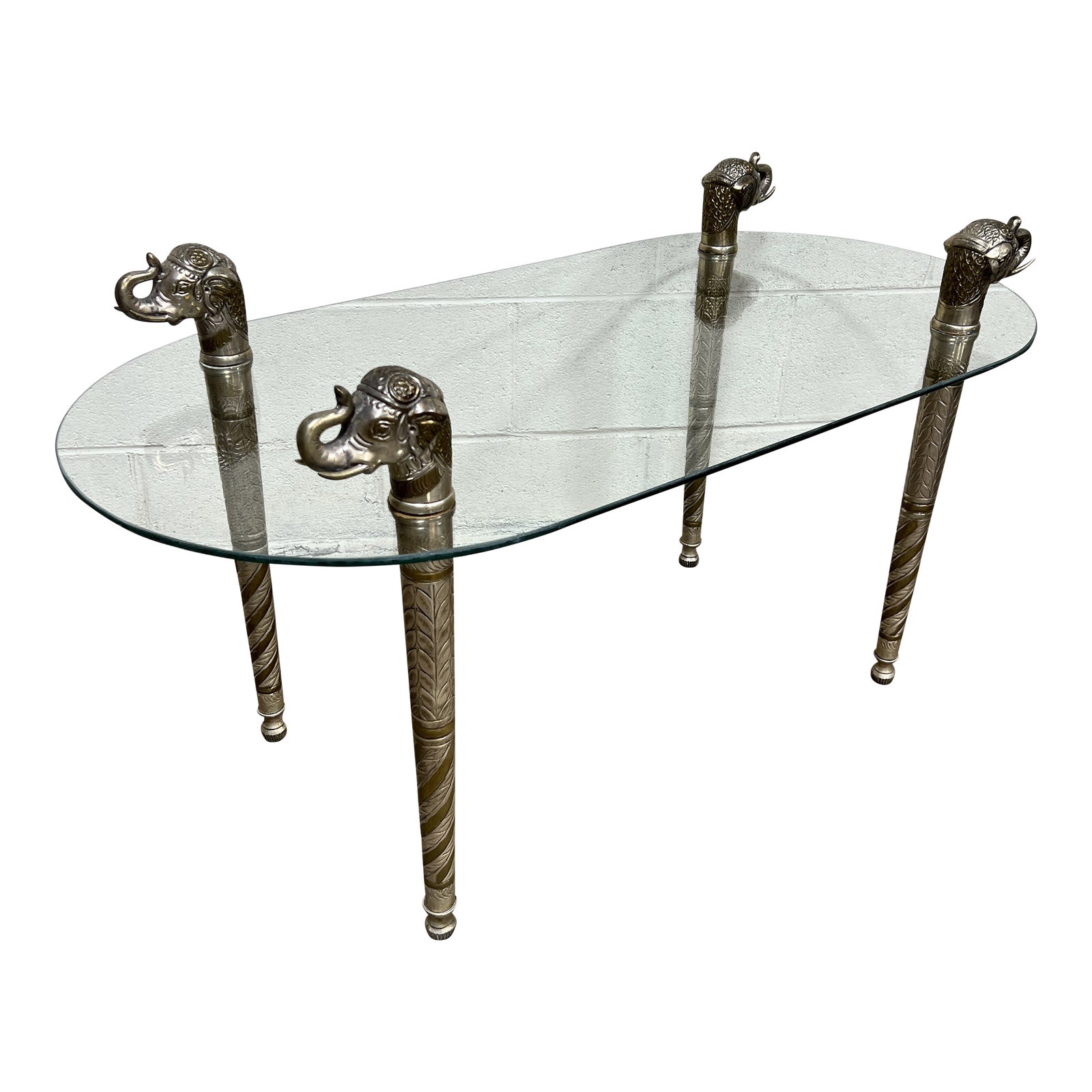 Vintage Turkish Moroccan Elephant Glass Top Coffee Table Chairish