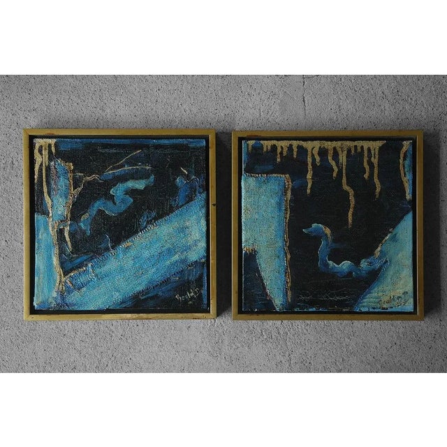 Roald Ditmer, Abstract Composition, Oil on Canvas Diptych, 1980s, Framed, Set of 2 For Sale - Image 6 of 6