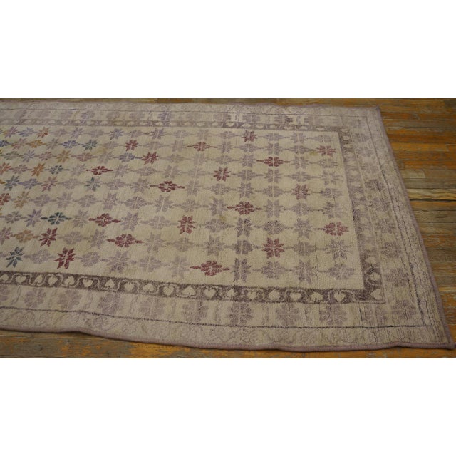 1920s Ivory Purple Geometric Triban Antique Indian Cotton Agra Rug 3'10" X 6'8" Pile Knotted Carpet For Sale - Image 10 of 13