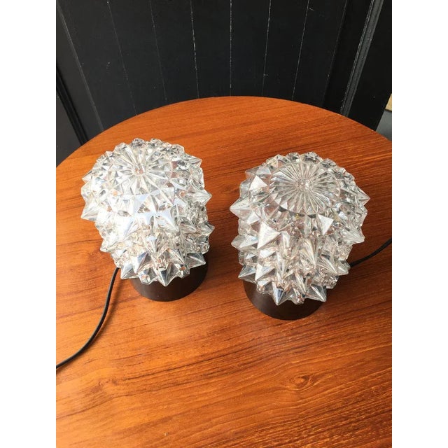 1950s Mid-Century Transparent Glass Table Lamps, Set of 2 For Sale - Image 5 of 10