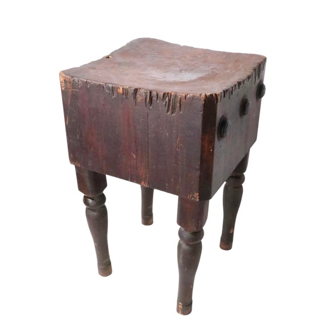 Wood Antique 19th C. Butcher Block Table For Sale - Image 7 of 12