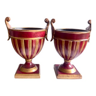 Pair Large Vintage Decorative Urns For Sale