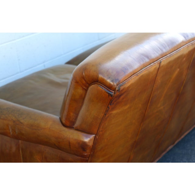 Vintage 1990s Hancock & Moore Brown Leather Sofa – Classic Rolled Arm, Nailhead Trim For Sale - Image 13 of 18