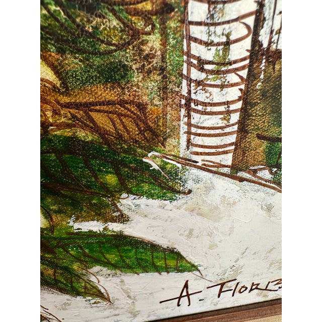 Vintage Coastal Boho Veranda Still Life Wood Framed Oil Painting on Canvas Signed For Sale - Image 9 of 12