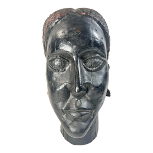 Vintage Hand-Carved Wood Bust – Folk Art Outsider Primitive Americans Sculpture