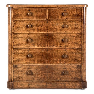 Victorian Burr Walnut Chest of Drawers For Sale