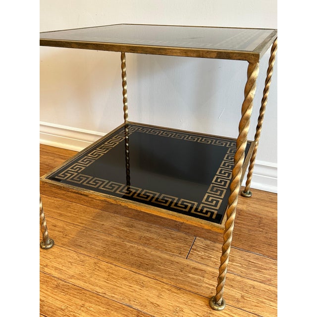 1970s 1970s Italian Mid Century Greek Key Gilt Table For Sale - Image 5 of 6