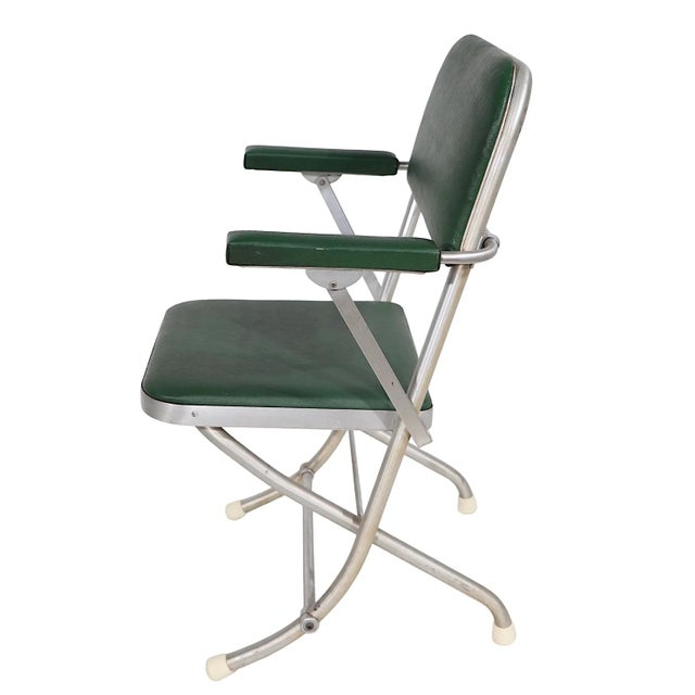 Mid-Century Modern Set of Four Machine Age Art Deco Warren Mac Arthur Folding Lounge Chairs For Sale - Image 3 of 12