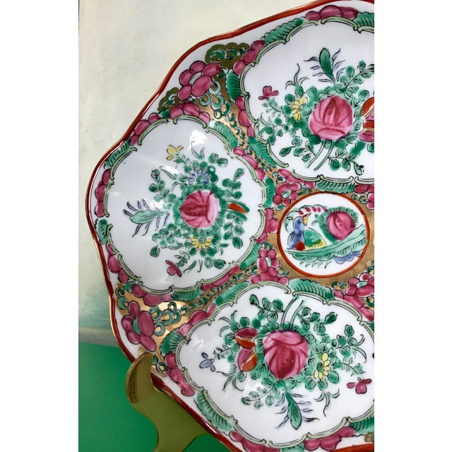 Rose Medallion Porcelain Shell Bowl Catchall For Sale - Image 4 of 6