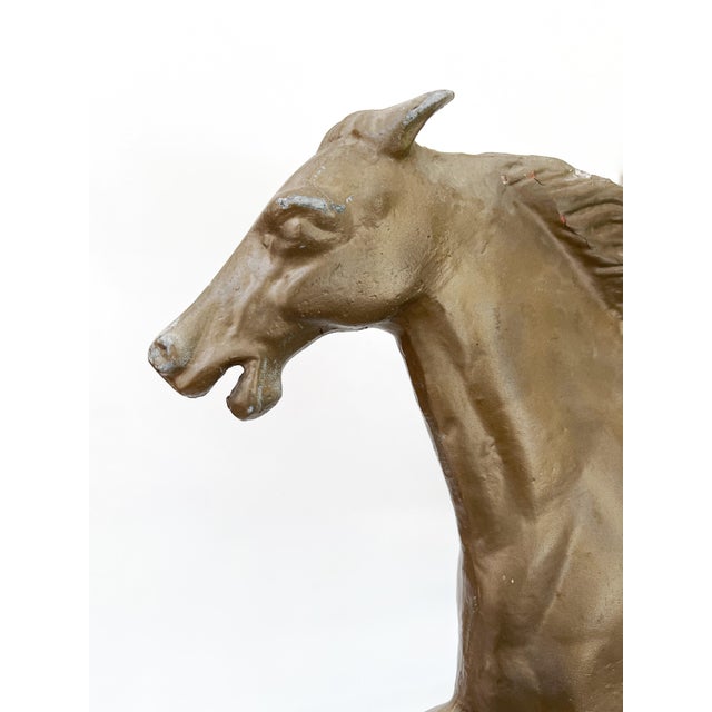 Farmhouse Antique 19thC "Ethan Allen" Full Bodied Copper Gold Painted Horse Weathervane C1890s For Sale - Image 3 of 5