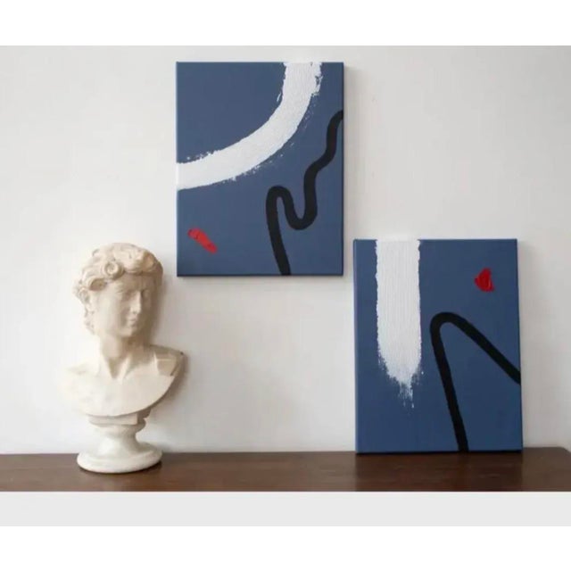 Gorgeous Margot Sinclair original abstract paintings, paired in new matching frames. Oil on stretched canvas. Terrific...