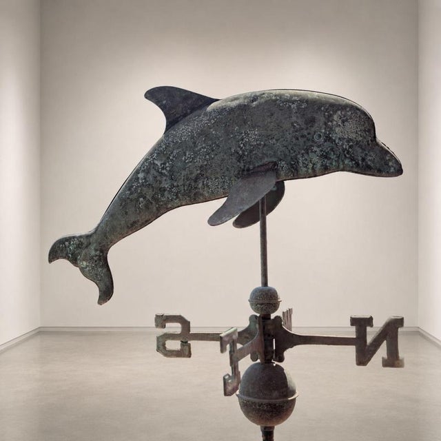 Antique Italian Copper Weathervane with Three-Dimensional Dolphin, 1900s For Sale - Image 4 of 9