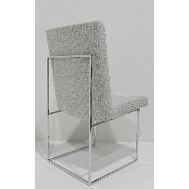 Milo Baughman Chrome Dining Chairs in Holly Hunt Wool For Sale - Image 10 of 11