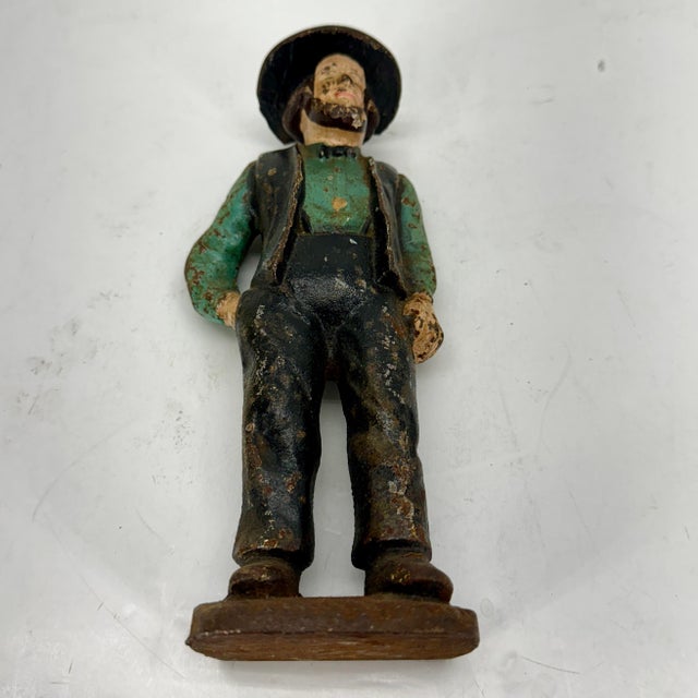 Vintage American Amish Man Cast Iron Door Stopper, Circa 1920-40´s For Sale - Image 10 of 12