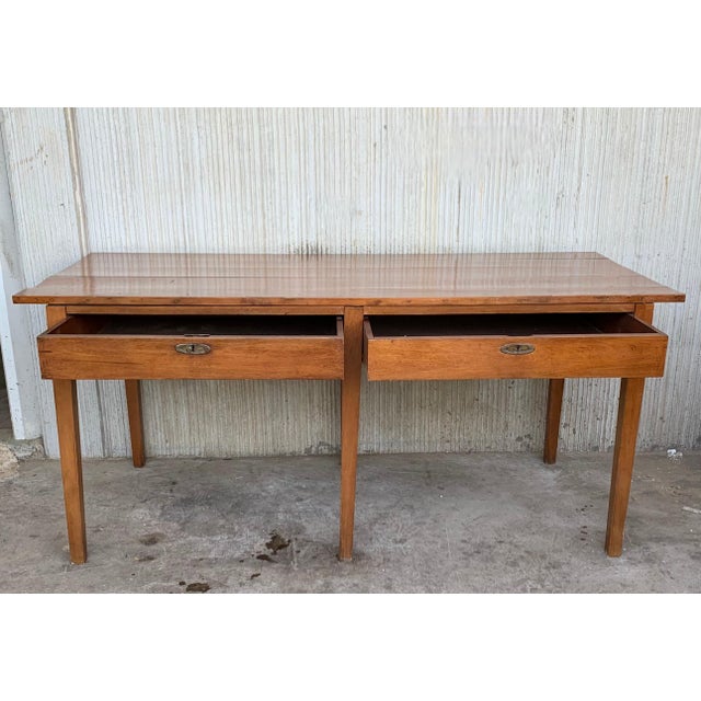 Spanish Early 20th Spanish Mobila Country Farm Desk Table or Butcher Block For Sale - Image 3 of 18