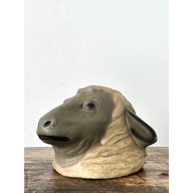 Gray Vintage Painted Ram Bust For Sale - Image 8 of 18