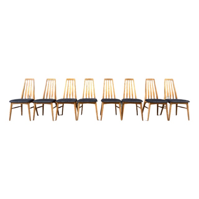Mid Century Danish Modern Niels Koefoed Eva Dining Chairs 8pcs Set For Sale
